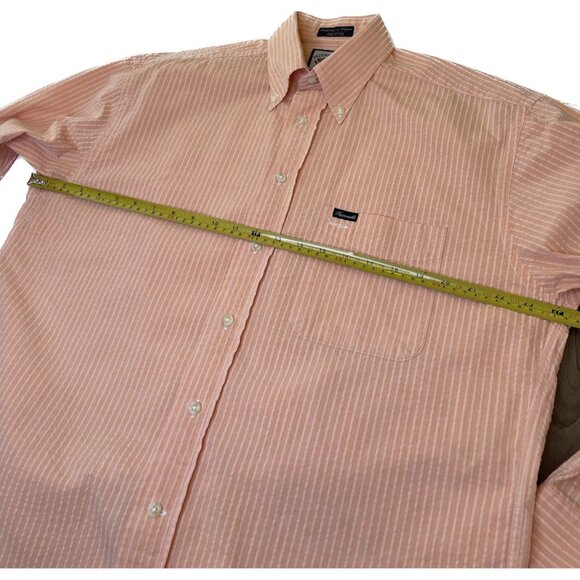 Vintage Faconnable Men’s Button-Up Shirt Orange Striped M Cotton Made In USA - Picture 4 of 7